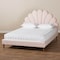 Baxton Studio Odille Pink Velvet Walnut Wood Queen Size Seashell Shaped Platform Bed 163-10333 - alternate 5